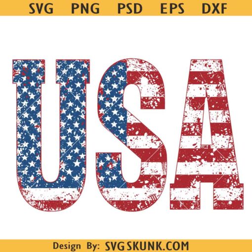 Distressed USA Svg Png, USA word design, Retro USA Png, 4th Of July PNG, 4th Of July Sublimation