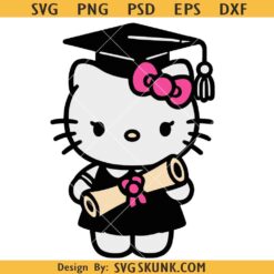 Girl Graduation Kawaii Kitty SVG, Graduate Hello Kitty Svg, Girl Grad Shirt Svg, Kitty Clipart