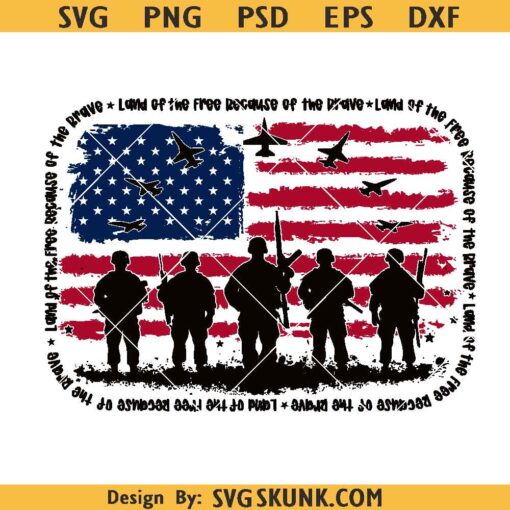 Land of the free USA flag PNG SVG, Land of the free Png, Veterans day png, honor and remember png svg