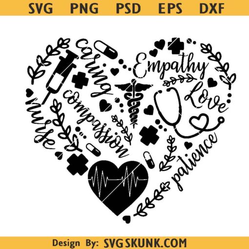Nurse Life heart SVG, Nurse Tools heart svg, Nurse Adjectives and icons SVG PNG