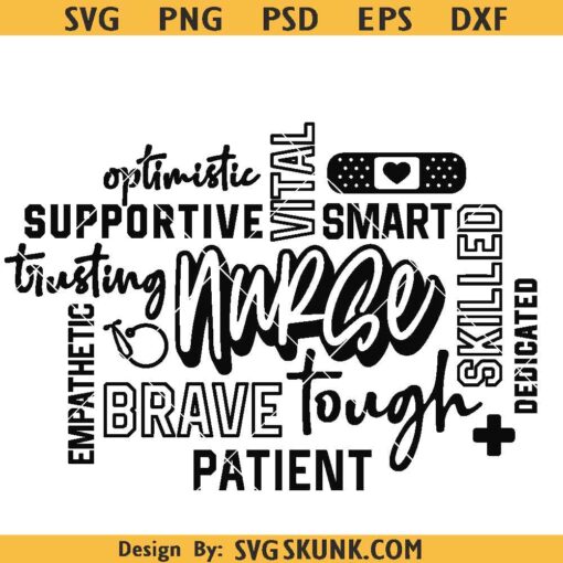 Nurse Word Art Svg, Nurse Affirmation words svg, Nurse shirt svg, Nurses svg