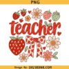 Preppy Teacher Strawberry Glitter Png, Cute Strawberry Floral Teacher Png, Preppy Teacher Design