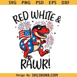 Red white and roar SVG PNG, 4th of July T- Rex Svg, Kids 4th of July svg, independence Day SVG