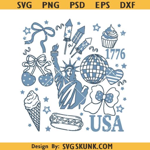 Retro America Coquette Png svg, statue of liberty coquette bow svg png, 4th of July coquette bow png svg