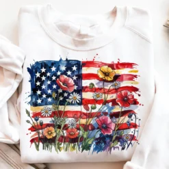 USA Flag Floral PNG