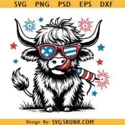 4th July Heifer SVG PNG, Retro Fourth of July Svg, Western Cow Png, Independence Day png svg