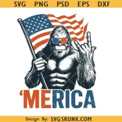 Bigfoot Merica SVG PNG, Bigfoot 4th Of July SVG PNG, Bigfoot American SVG