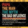 Papa The Man The Myth The Bad Influence Svg, Father's Day Svg, Fatherhood Svg