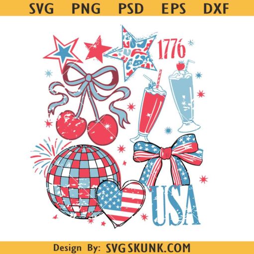 Retro Grunge USA Coquette Png, US coquette bow PNG SVG, 4th of July SVG, Memorial Day png
