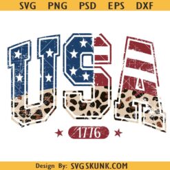 Retro USA Leopard print Png, USA 1776 png, USA 4th of July distressed Leo print PNG