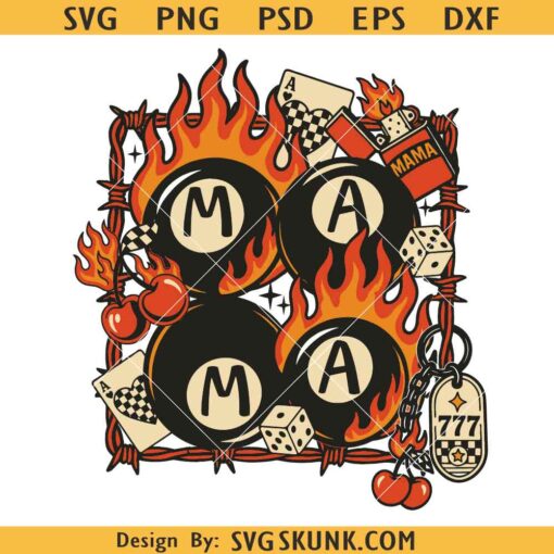 Western mama collage flaming dice checkered PNG, Retro Western Sticker Png, Country Aesthetic Png
