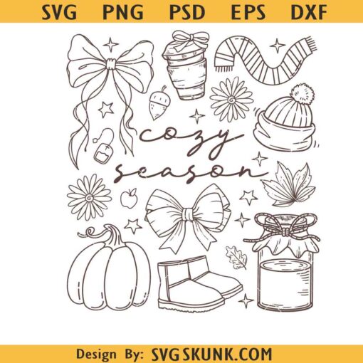 Cozy Season coquette bow png, Fall vibes Png, Fall Sublimation Png, Fall pumpkin Png, Autumn Season png