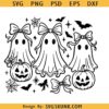 Iridescent Ghost Halloween SVG, ghost coquette bow svg, Ghost pumpkin svg, Halloween cute ghost svg