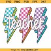 Lightning Bolt Teacher Png, retro teacher lightning bolt svg, teacher checkered bolt svg png