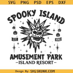 Spooky Island Amusement Park Svg Png, Halloween Disco Skull SVG PNG, Skull Island Resort 2002 SVG