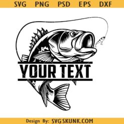 Bass Fishing Monogram Svg, Fishing Split Frame SVG, Fishing Svg, Bass Clipart