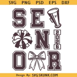Cheer Senior 2026 svg, cheerleader senior SVG PNG, Class of 2026 svg, Senior 2026 svg, Graduation 2026 svg