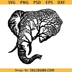 Elephant Tree SVG, tree elephant svg png, Elephant tree of life SVG, Safari animal art