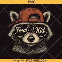 Feral kid raccoon PNG, Feral kid PNG, cool kid sublimation design, funny feral raccoon kid png