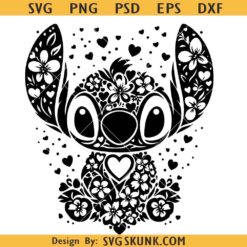 Lilo And Stitch Svg PNG, Floral Stitch Svg, Cute Stitch Svg, Floral Lilo And Stitch Svg PNG