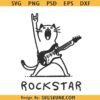 Rock and roll cat SVG PNG, Rockstar cat with guitar SVG, Rockstar cat svg png