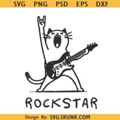 Rock and roll cat SVG PNG, Rockstar cat with guitar SVG, Rockstar cat svg png
