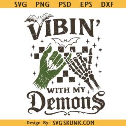 Vibin With My Demons SVG, Funny Halloween Svg, Spooky Season Svg, Pinky Promise Svg