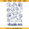 Vitamin Sea plotter file saying SVG,  Seashells Svg, Shell Clipart, Marine life Svg, beach shirt svg png