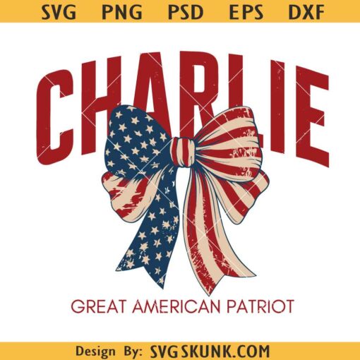 Charlie Kirk Coquette Bow SVG, Charlie Kirk Png,Great American Patriot Png,Charlie Kirk Tribute Png