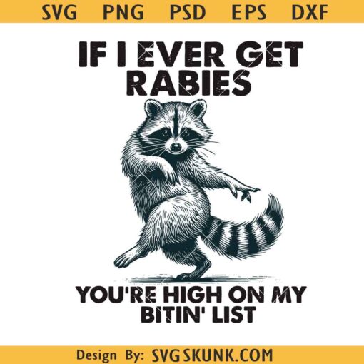 If I Ever Get Rabies funny raccoon svg, If I Ever Get Rabies You're High On My Bitin' List Svg, Sassy Raccoon Svg