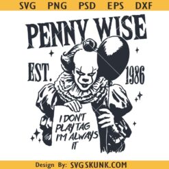 Pennywise Halloween Horror Characters Svg, Halloween characters SVG, Pennywise clown face svg png