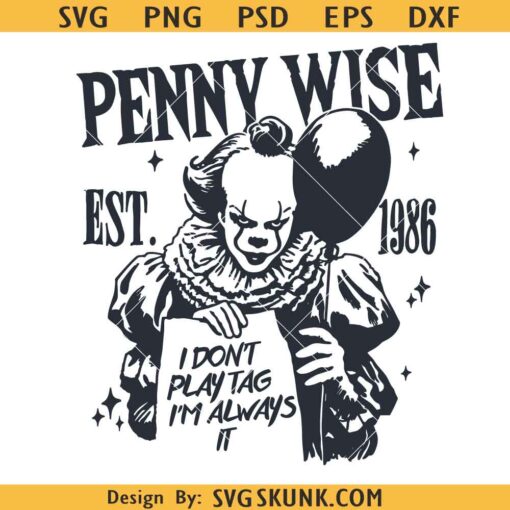 Pennywise Halloween Horror Characters Svg, Halloween characters SVG, Pennywise clown face svg png