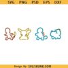 Pokemon Outline Svg, Charmander svg, Pikachu Svg, Squirtle png, Pokemon Birthday svg png