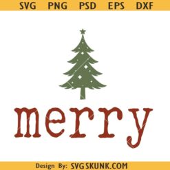 Merry Christmas tree SVG, Retro Merry SVG PNG, Merry Tree SVG, Christmas retro SVG PNG