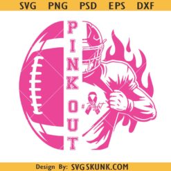Pink Out Football Svg png, Pink Out cancer awareness SVG PNG, Fight Cancer Pink Ribbon Svg