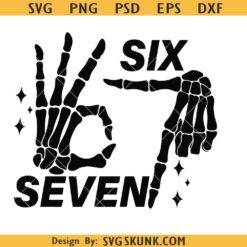 Six Seven 6 7 Skeleton Hands svg png, Six Seven 6 7 Meme Funny Witch Skeleton Hands PNG