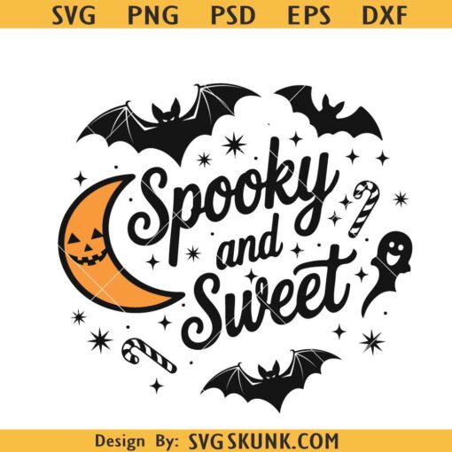 Spooky and Sweet SVG PNG, Halloween Candy SVG, Kids Halloween SVG PNG
