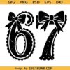 6 7 meme with bow svg, sixty seven meme svg png