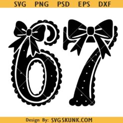 6 7 meme with bow svg, sixty seven meme svg png