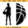 Basketball Half Girl PNG SVG, Personalized Basketball Svg, basketball split name frame SVG