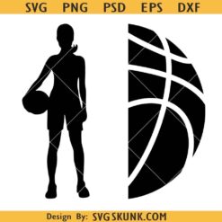 Basketball Half Girl PNG SVG, Personalized Basketball Svg, basketball split name frame SVG