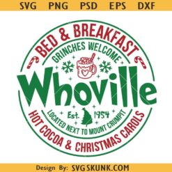 Christmas Bed and Breakfast Svg, Hot Cocoa & Carols SVG, Christmas Sign Svg