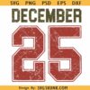Distressed December 25 PNG, Vintage varsity font Christmas Png, Retro Christmas Png svg
