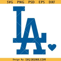 Heart LA svg png, LA Heart Svg, Heart Los Angeles Dodgers Svg