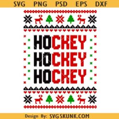 Ho Ho Hockey Svg, Png, Hockey Ugly Christmas Sweater Svg, Holiday Hockey Shirt Svg