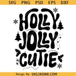 Holly Jolly Cutie SVG PNG, Retro Christmas Apparel Design