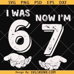 I was 6 Now I'm 7 meme SVG, Funny 67 Meme PNG SVG, Was 6 Now I'm 7 svg, 7 Year Old Birthday SVG PNG