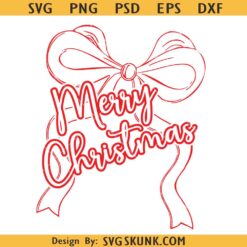 Merry Christmas Bow SVG, Christmas coquette bow svg, Merry Christmas svg png