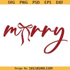Merry Christmas Bow SVG, Christmas coquette bow svg png, Coquette Merry Christmas Svg