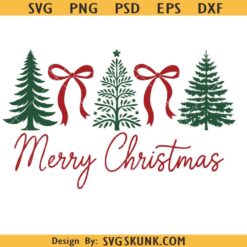 Merry Christmas Coquette Bow SVG, Merry Christmas tree Bow SVG, Christmas SVG